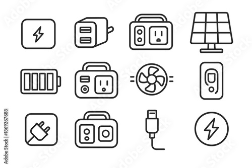 Icon vector bank port power portable icons plug unit carry battery symbol