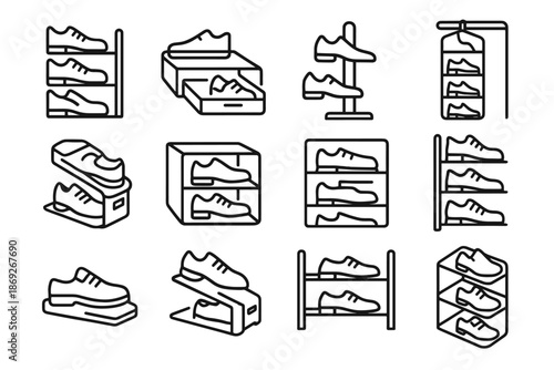 Storage shoe compact peg hanging icon icons vector angled divider rack sliding
