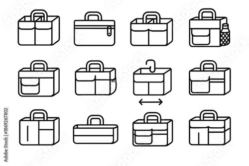 Pouch utility vector icon caddy pocket modern deep shape view long outer