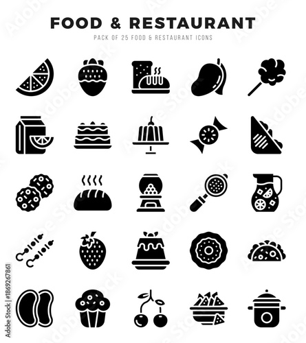 Food and Restaurant icon pack for your website. mobile. presentation. and logo design.