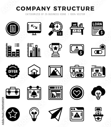 Company Structure icons Pack. Lineal Filled icons set. Company Structure collection set.