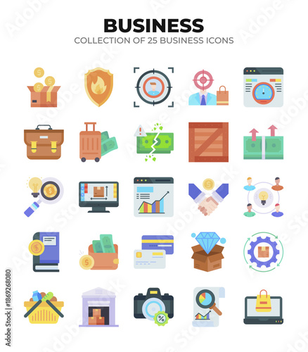Collection of 25 Business Icons. Marketing. Finance. and E.commerce Visuals