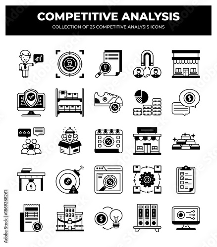 Competitive Analysis Icons: 25 Essential Business Strategy Icons