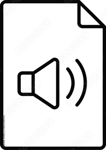 Audio file document icon illustrating sound and media content for digital use