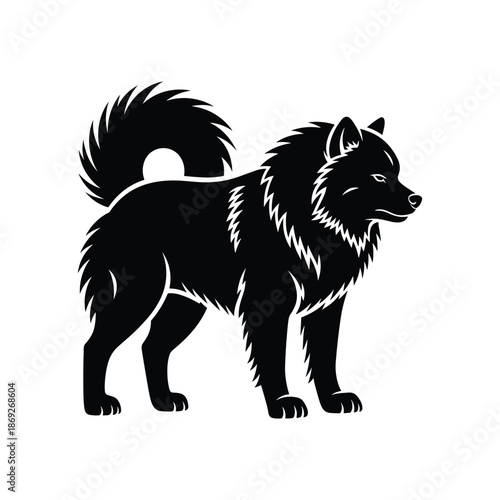 Black and white dog silhouette isolated on white background, Vector, illustration