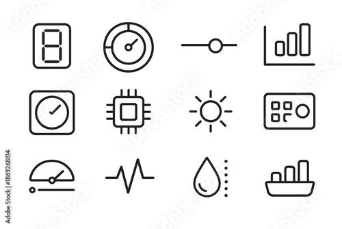 Activity meter display bar icons circular mark health readout precision icon metric