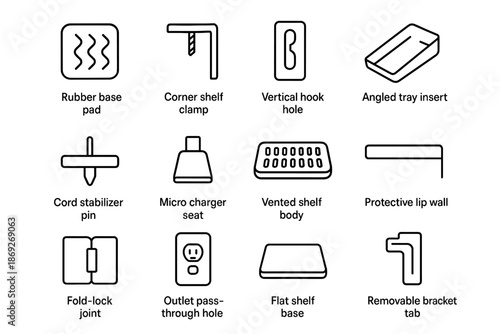 Vector bracket hole hook icons base corner icon stabilizer cord power shelf