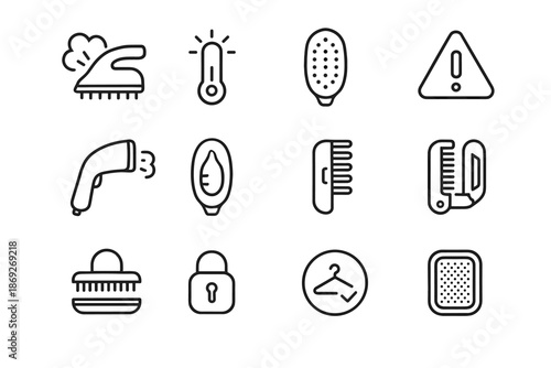 Tray signal insert brush lint fabric icon steam comb vector led comfort