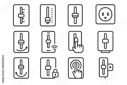 Smooth recessed curve dimmer vector lock edge icon slide symbol base wired