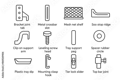Plastic rack circle head stop door icon vector clasp net bracket icons