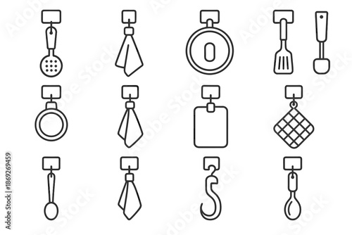 Spice utensil kitchen holder magnetic vector loop magnet hooks spoon pot icon
