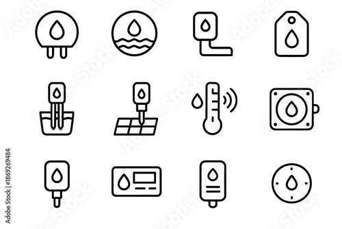 Sensor smart icons state vector water moisture disc auto icon mini tag