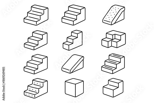 Soft edge pet indoor vector icon stairs foam lightweight minimal cubes fabric