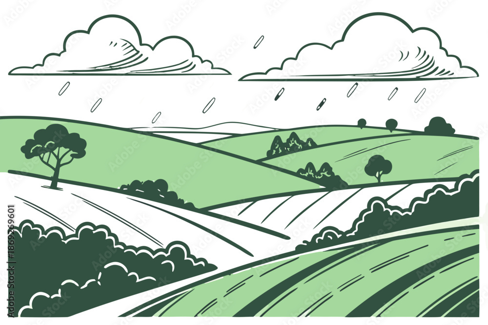 Obraz premium Monsoon Countryside Scene