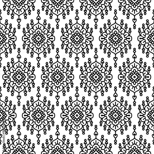 Schilderij op canvas pattern, seamless, quatrefoil, tulip, flower, floral, geometric, moorish, arabes