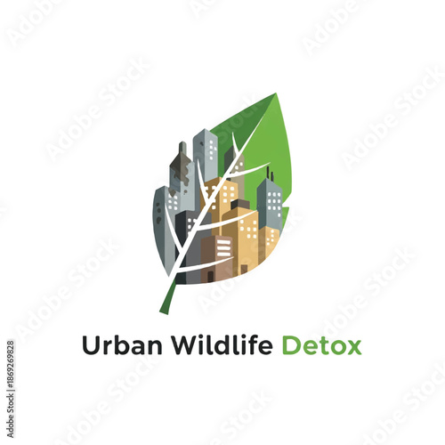 Urban Wildlife Detox Green Leaf Logo Design.