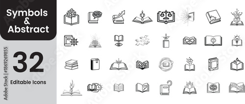 Collection of 32 symbols and abstract icons