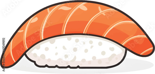 Salmon sushi piece with rice.