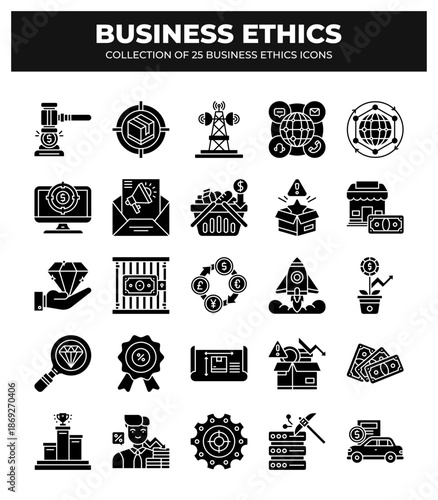 Collection of 25 Business Ethics Icons: A Guide to Ethical Business Practices
