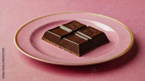 Image of chocolate bar with pink background
