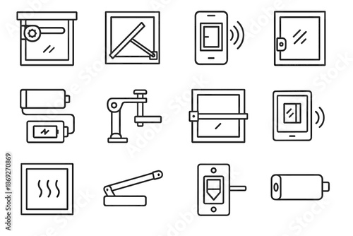 Motion hinge window electric vector track actuator bar icon arm mode