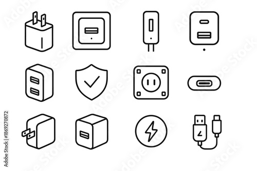 Outlet vector slot dual profile icon usb icons metal dot connector case