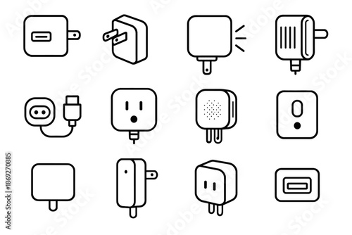 Guard grip adapter vector connector usb charger secure icon light magnetic beam