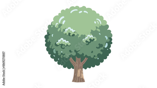 Vibrant Green Tree with Lush Foliage and Sturdy Trunk.