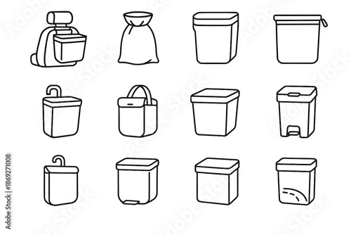 Strap pouch door car vector travel pedal compact bin trash icon lid