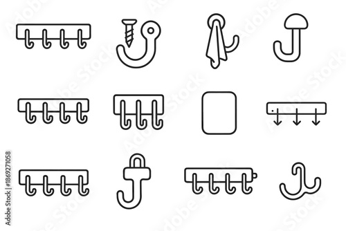 Vector tip icons rack hook icon slot outline rail hanger wall