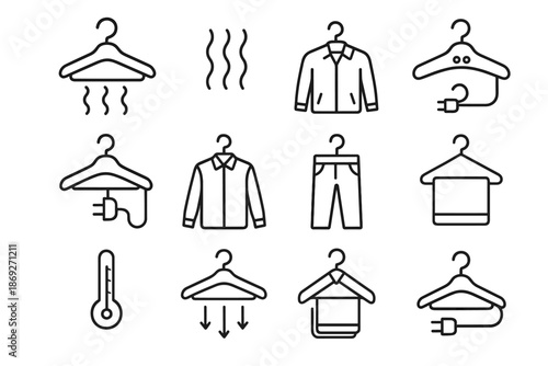 Airflow dryer hanger sensor button vector arrows icons charger heated heating icon