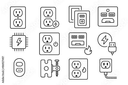 Relief socket outlet icon shutter usb sensor vector recessed protection port clip