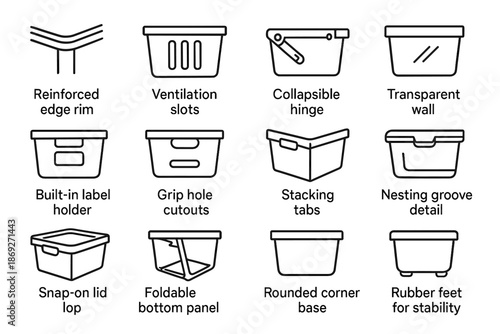 Edge nesting stackable icon vector icons stacking holder side basket panel reinforced