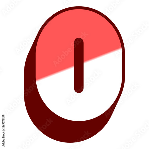 Number 0 red and white graphic illustration on a clean white background from a straightforward viewpoint