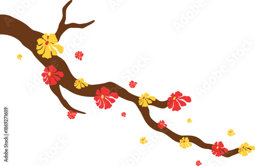Flowering Tree Branch Illustration