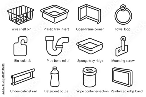 Sink bottle bracket bend vector bin modern pipe insert ridge detergent icon