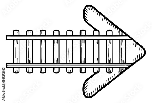Hand-drawn bridge with directional arrow for connection and transit concept