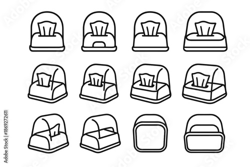 Line tissue lip slab dome wings structured icon bottom vector minimal holder