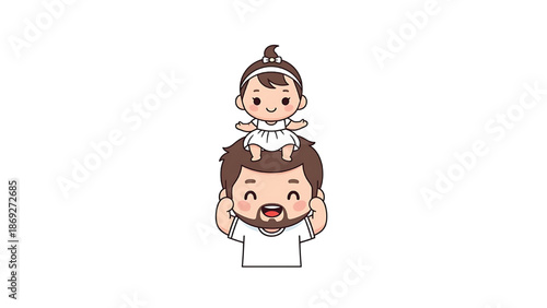 Father carrying child on shoulders happy family moment.