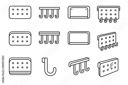 Strip hook vector contour wall organizer plate slab surface icon tip band