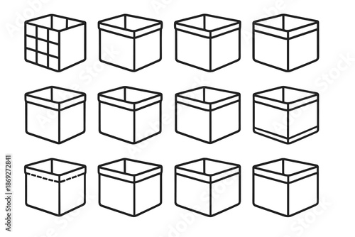 Panel cube boundary organizer vector accent seam row icons lines icon inner