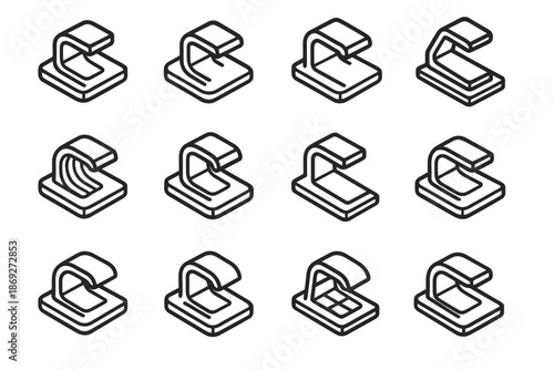 Icon plate highlight clip line band underlay cable grip slope vector