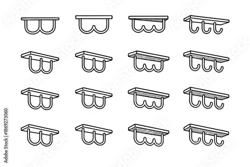 Stripe edge line icon surface highlight cup shelf under rack vector shading