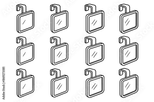 Frame slab shading crest icon over outline door grip tilt ridge mirror