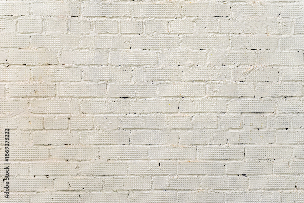 Fototapeta premium White Painted Brick Texture. City brick wall texture with subtle relief and layered paint, clean yet tactile surface. Natural background, backdrop, mockup for minimal design