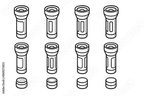 Led arc icon rib body bezel portable curve flashlight shading pads line