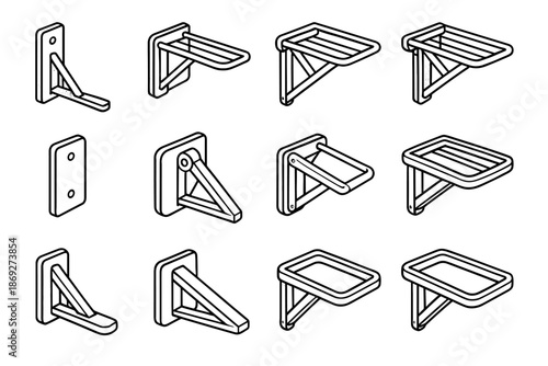 Icon rack foldable shading arc pads vector outline underside hanging icons seam