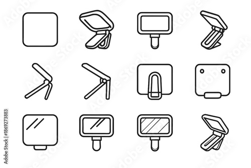 Icon mirror zone light clip vector shading surface slab rod traction icons