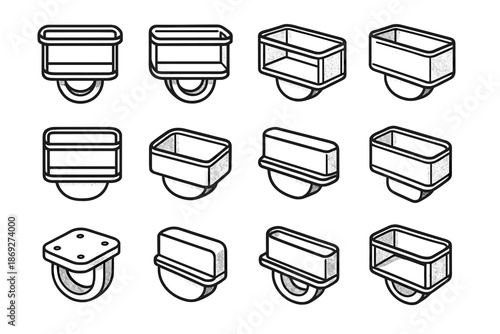 Arc rod seam tilt corner band icon zone spice vector shading holder