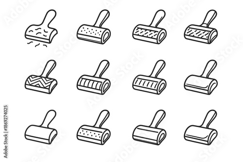 Slab pet minimal hair icon tile rib contour slope surface shading vector